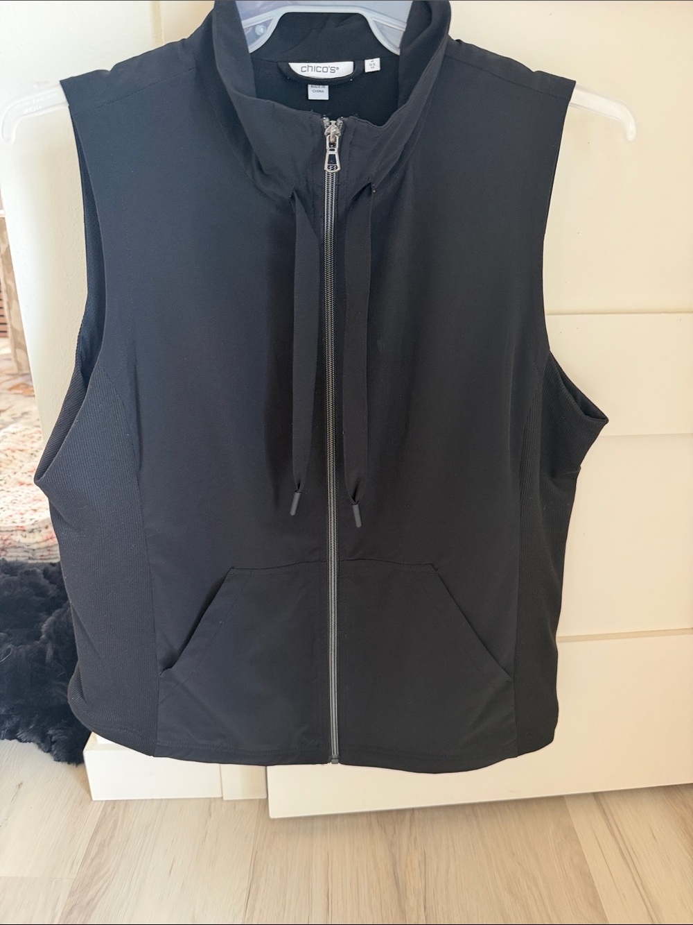 Chico's Black Zip-Up Sleeveless Funnel-Neck Vest